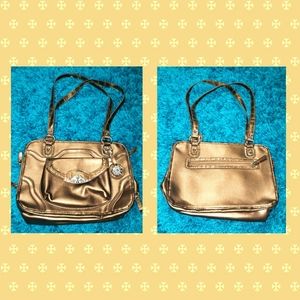 Bueno Collection Handbag Purse Tote Shoulder Bag GOLDEN Metallic Gold